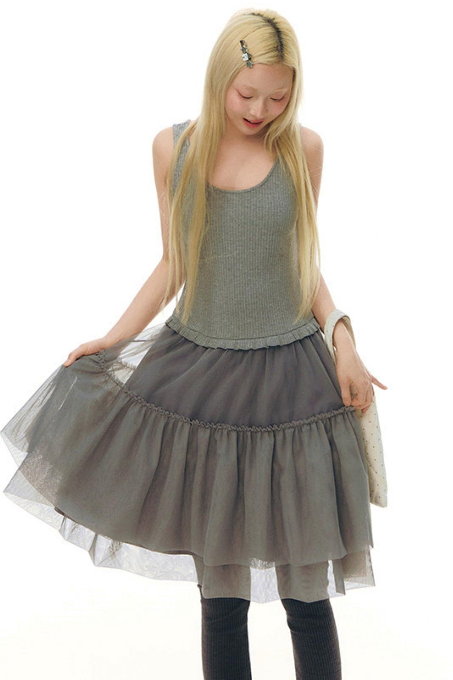 Robe chasuble en tulle Y2K