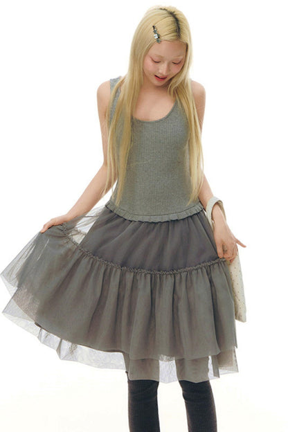 Robe chasuble en tulle Y2K