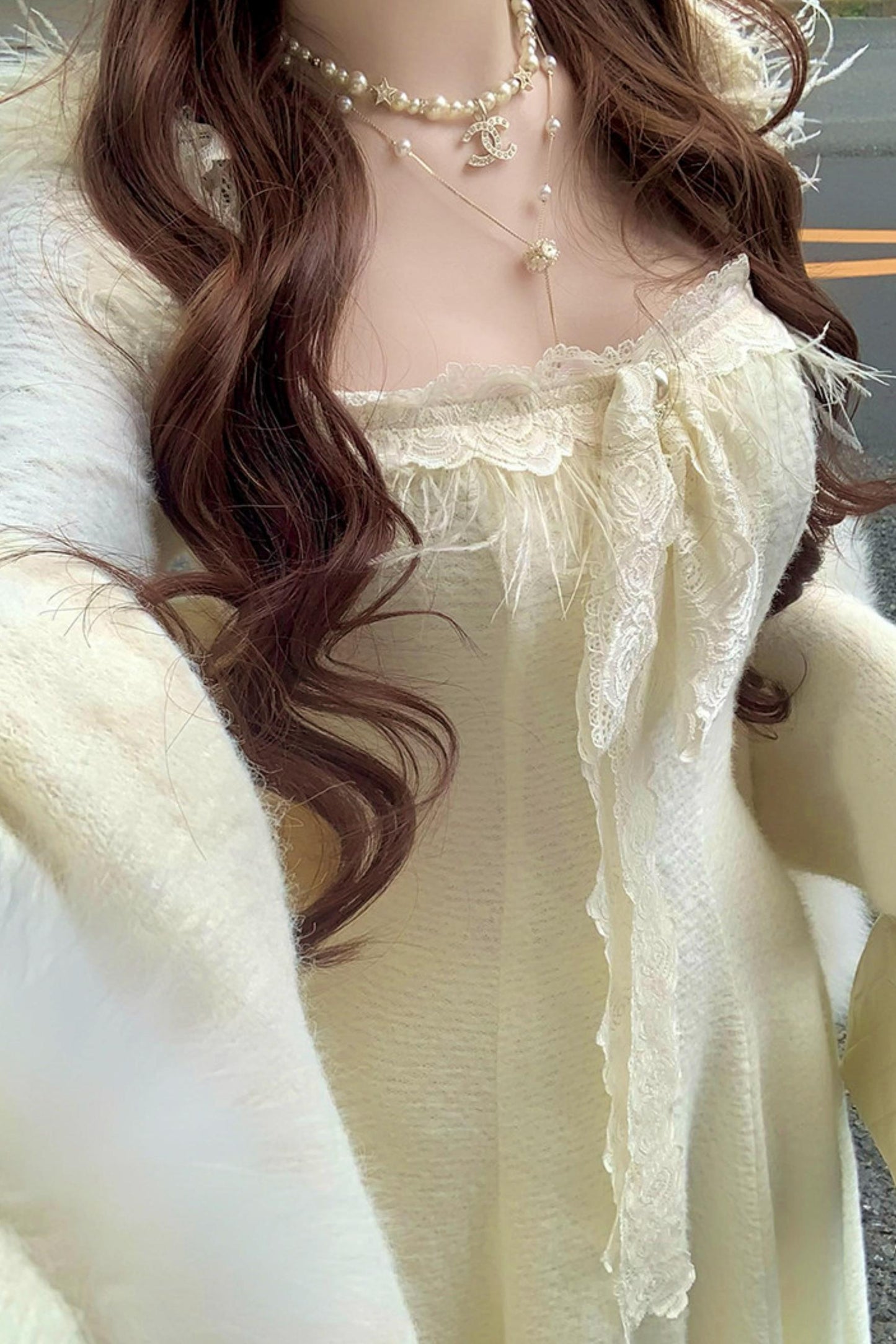 フレンチスイートスリムレースドレス