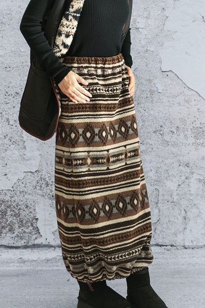 レトロドローストリングファースカート