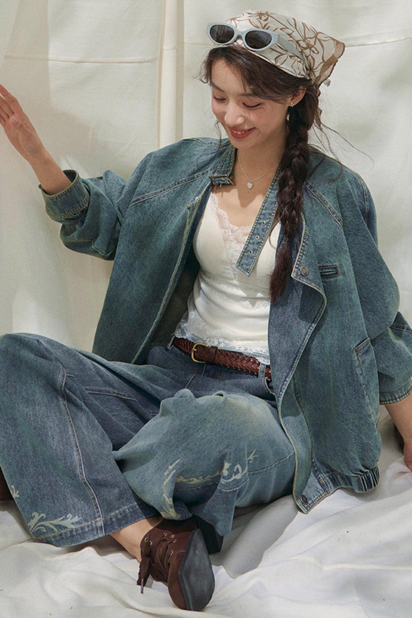 Laser Embossed Vintage Jeans