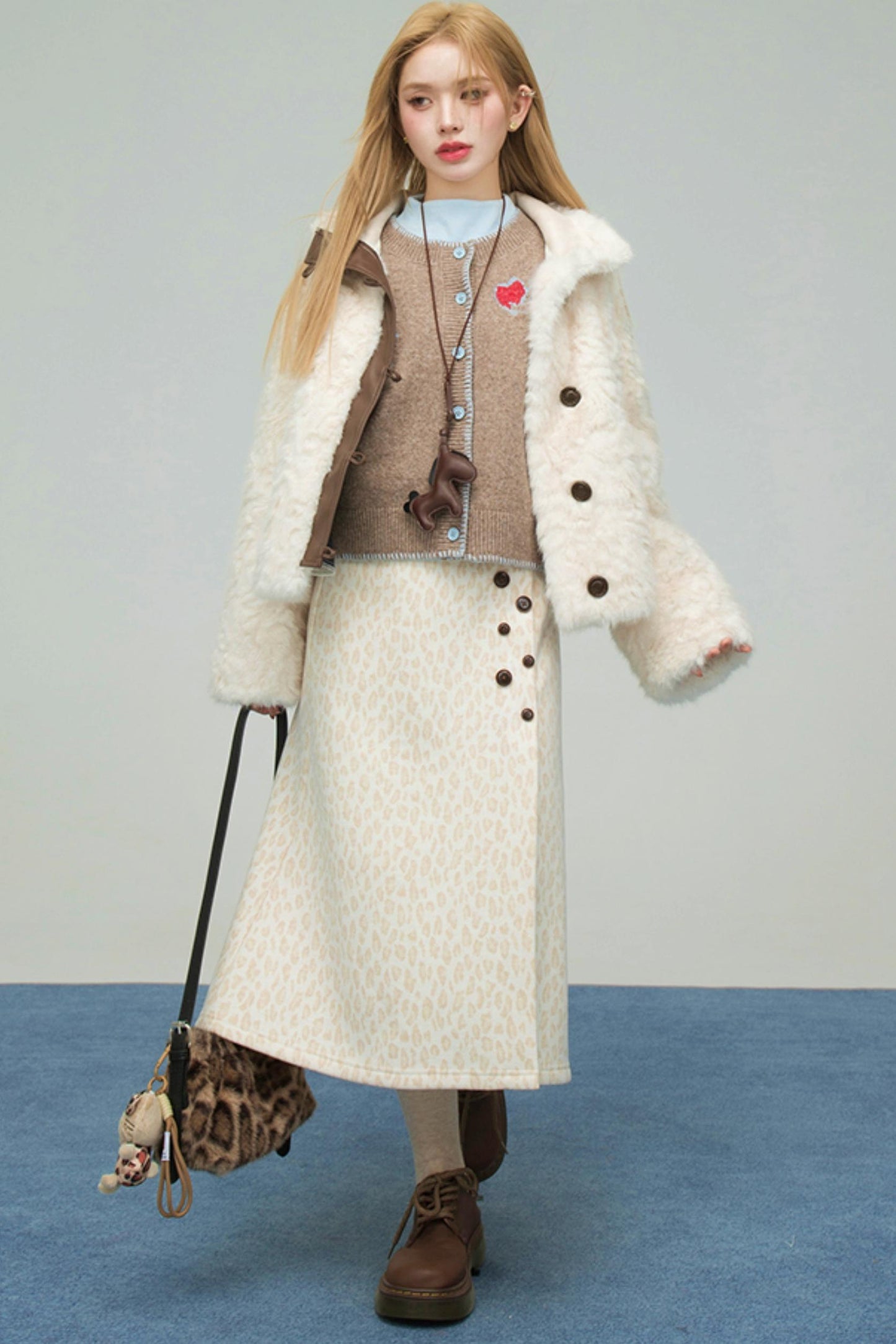 クレイブラウンウールカーディガン