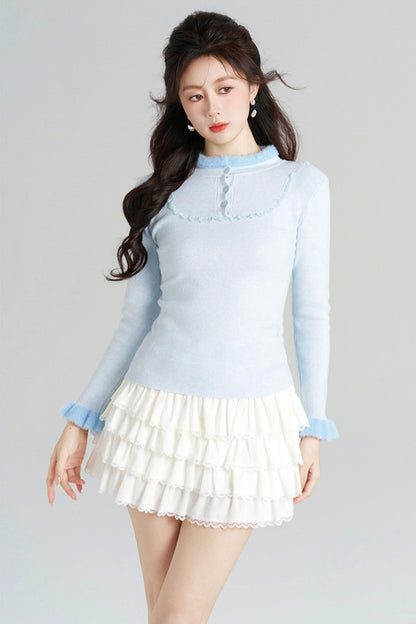 French Slim Stand Collar Top