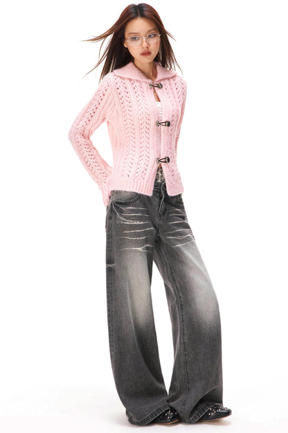 Y2Kハロウアウトニットカーディガン