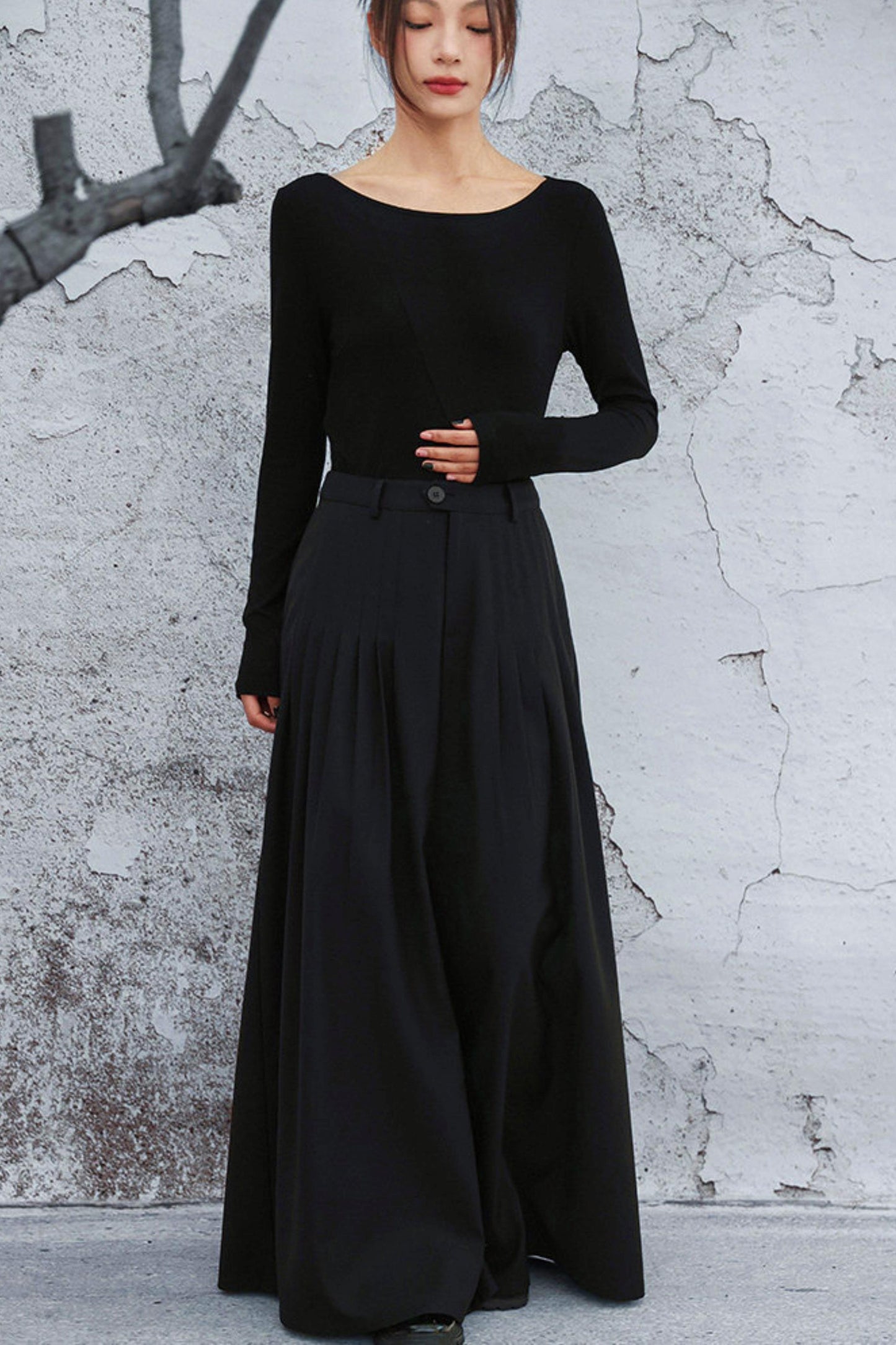 ダークモードワイドレッグパンツ