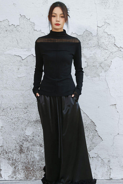 Black wool high neck top