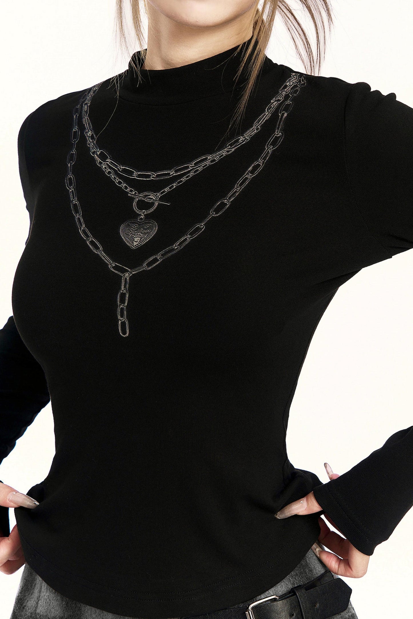 Spice Girl Chain Print High Neck Top