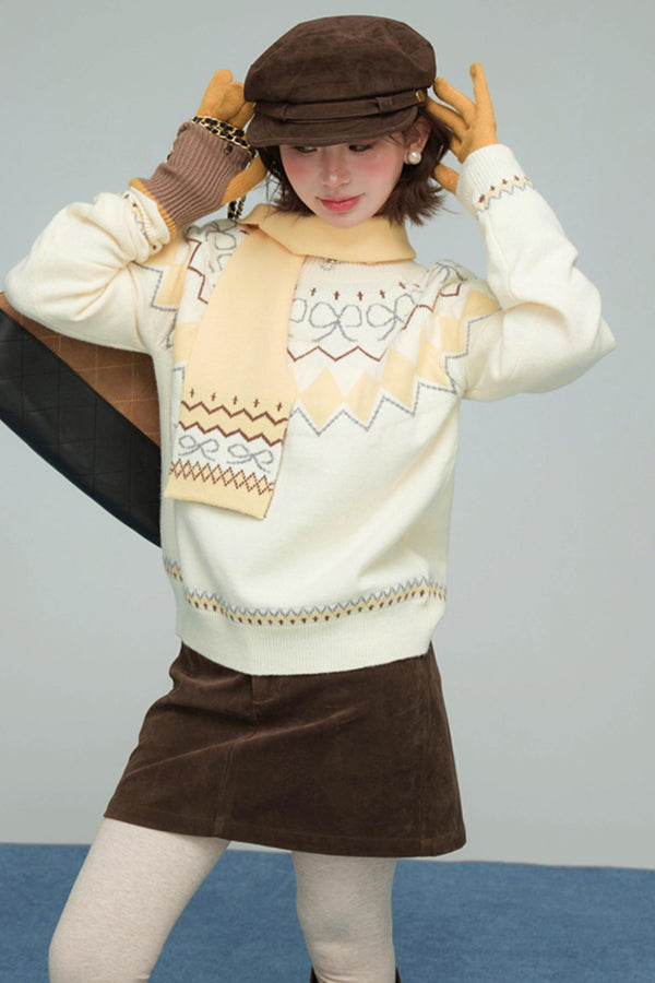 フェアアイルチーズロールセーター