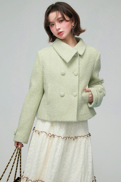 エレガントダイアゴナルウールンコート