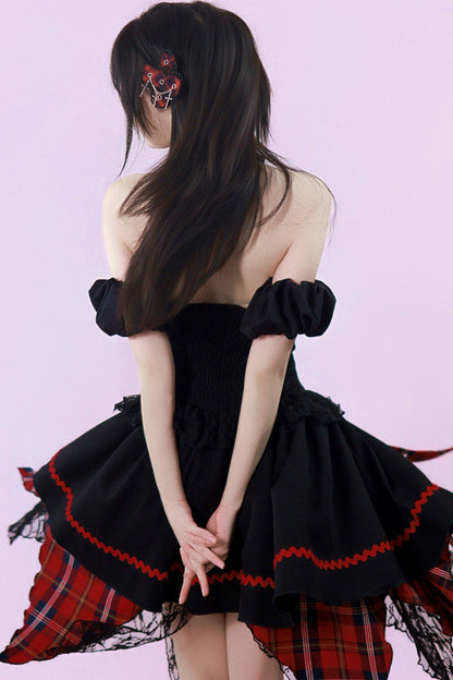 Robe punk gothique subculturelle à carreaux