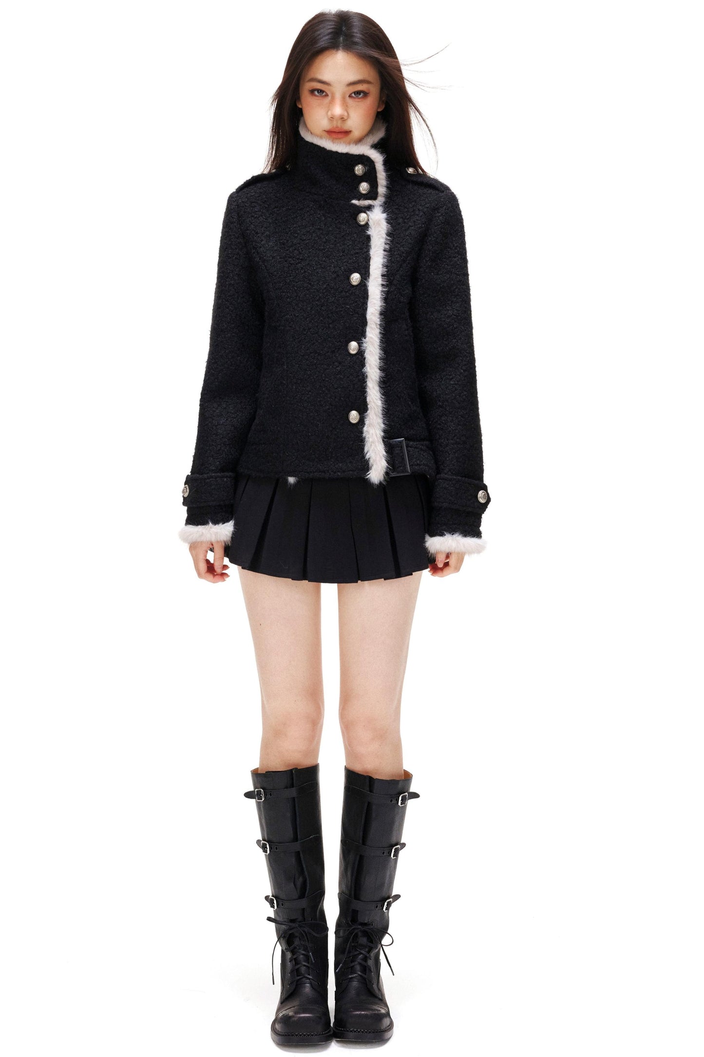 スタンドカラーモードコート