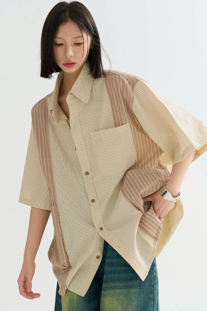 colorblock spliced shirt