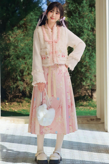 Pink Lamb Pleated Skirt