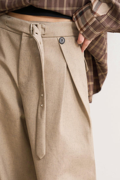 ミニマルワイドレッグソリッドパンツ