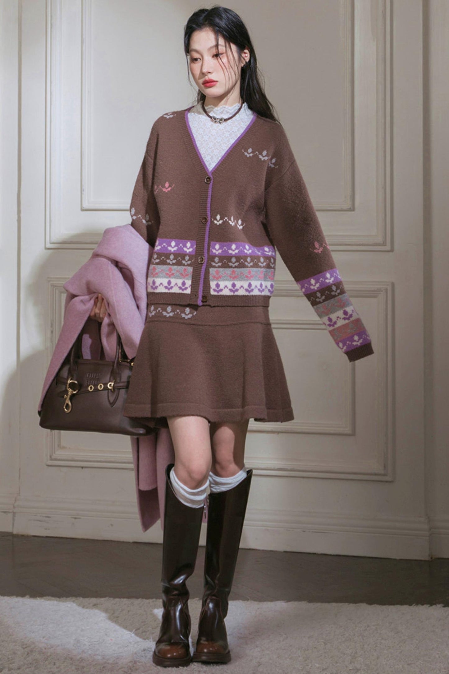 Winter Tulip Knit Cardigan + Skirt