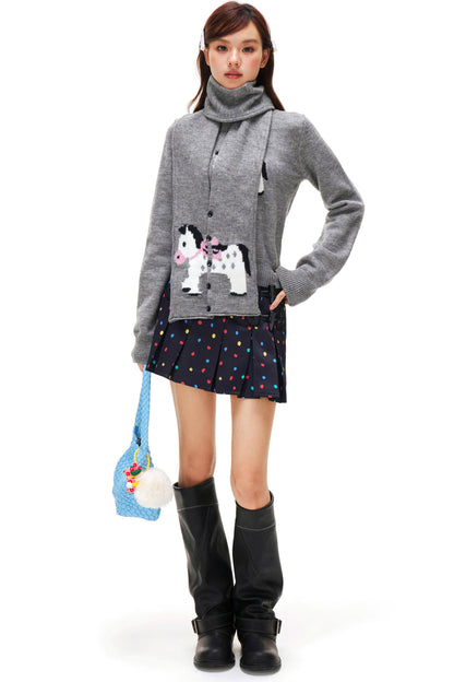 Little Horse Jacquard Sweater + Scarf