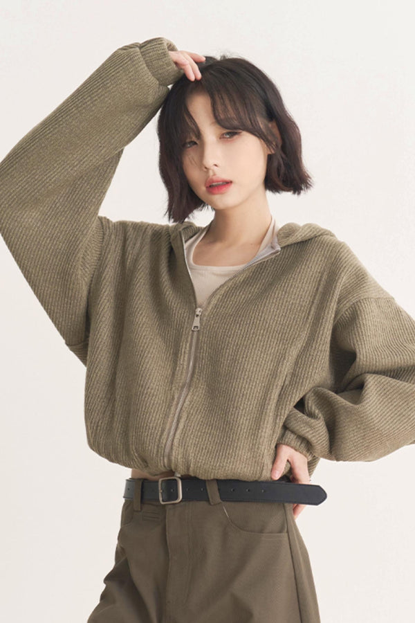 Lightweight Solid Hooded Wool Jacket