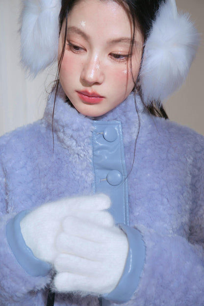 Matte Fleece Stand Collar Coat