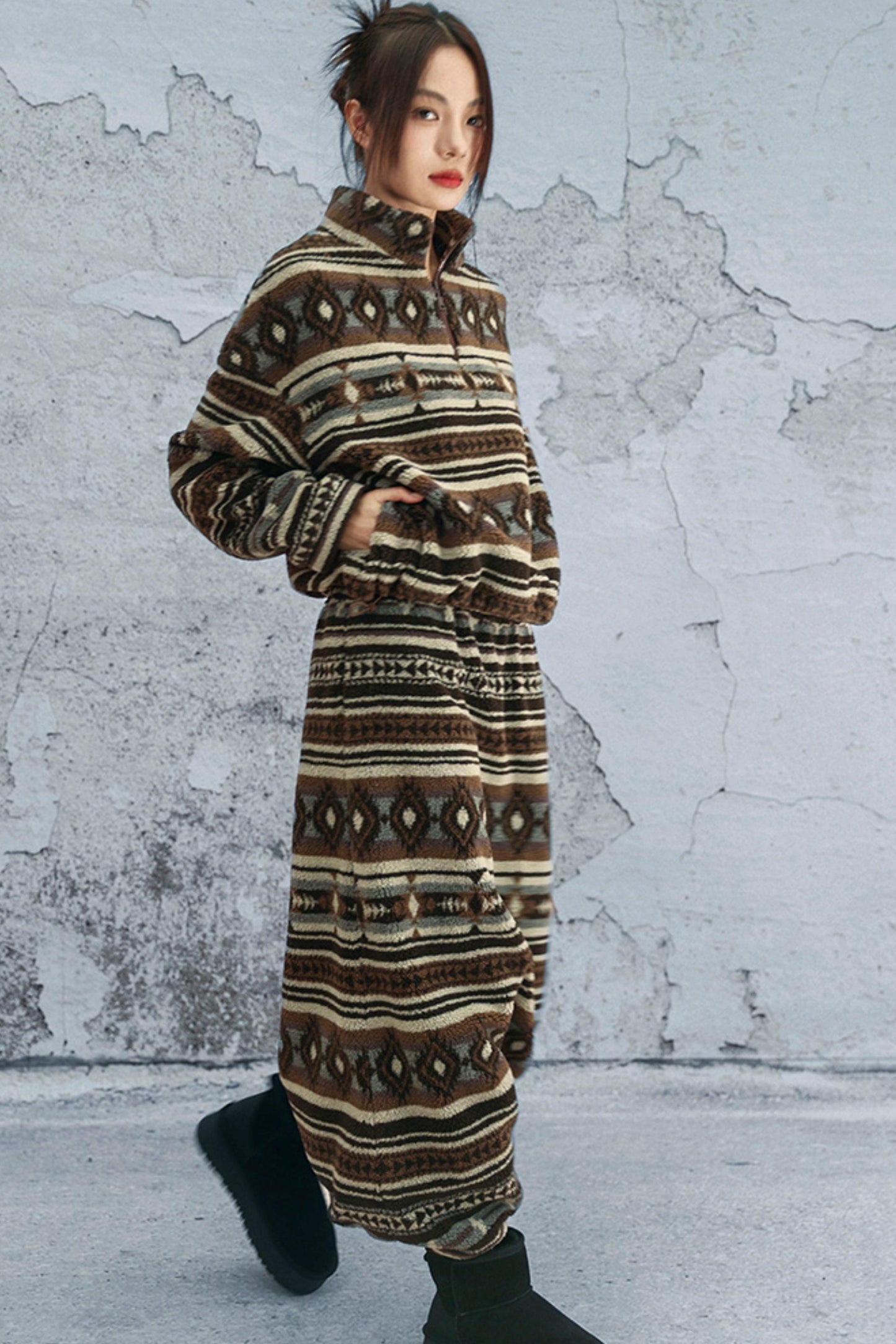 ラムウールジオメトリックジャケット