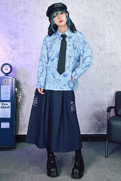 Stellar Meow Full Print Blouse