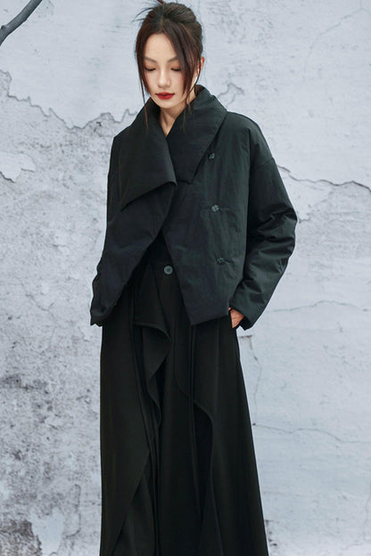 コンバーティブルネックラインコットンジャケット