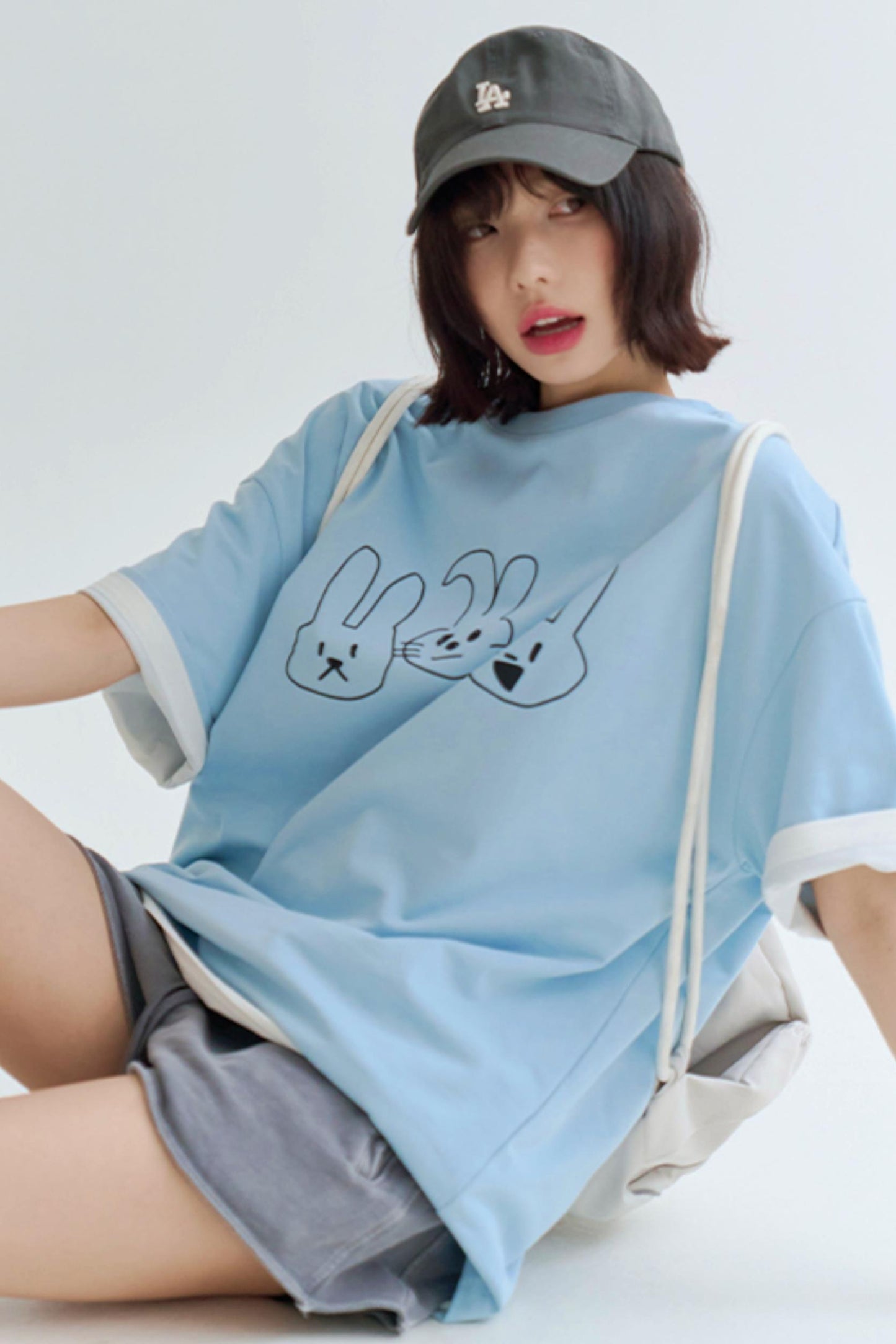 T-shirt doux à imprimé cordon