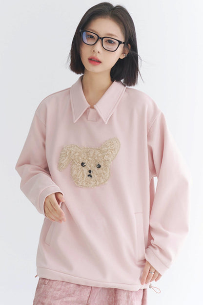 Gravity Museum Plush Puppy Sweatshirt - Women's Winter Comfort Top 2024