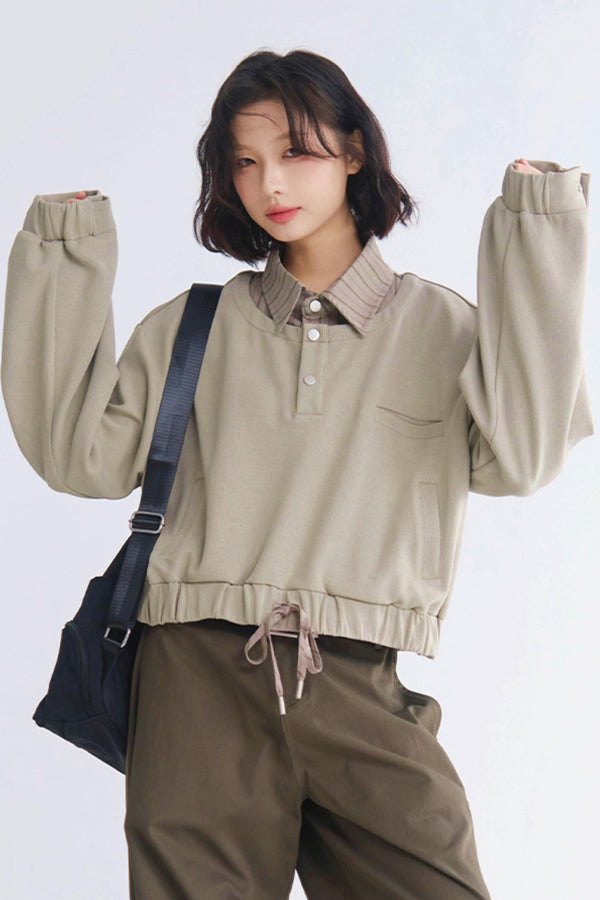 Layered Look Collar Sweater Top