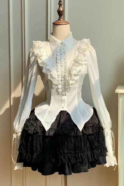 【予約商品】エレガントシフォンランタン袖シャツ