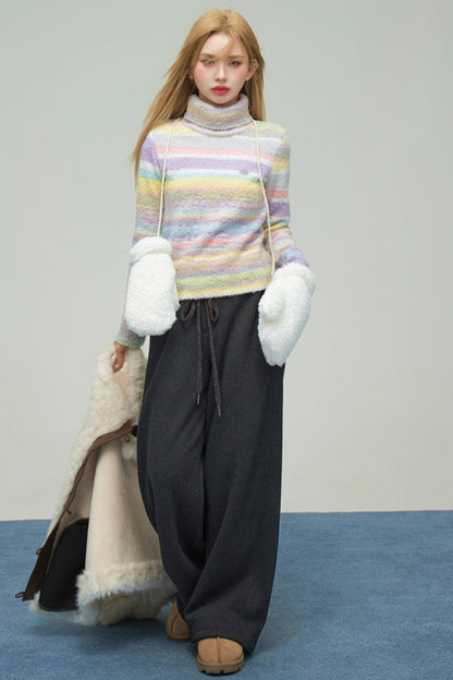 レインボーグラデーションストライプドセーター