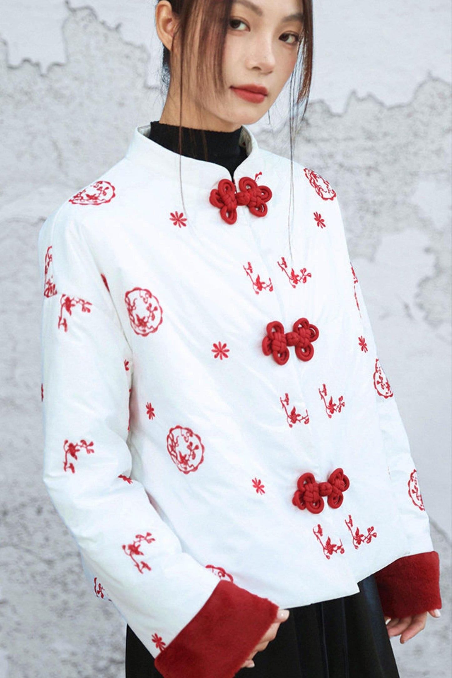 Embroidered Color Blocking Quilted Jacket