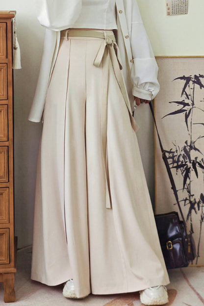 [Pre-order] Black/Beige/Gray Cyber Chinese-Style Wide-Leg Pants