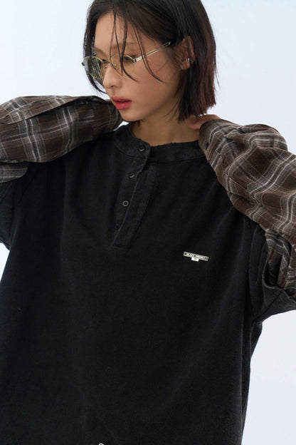 カラーブロックロングスリーブTシャツ