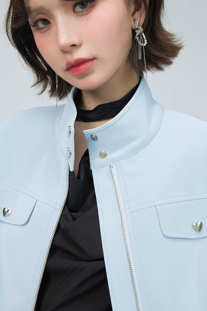 ブルーヴェルヴェットレザージャケット