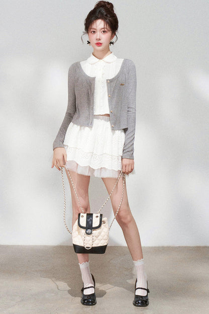 French Style Knit Cardigan + Skirt