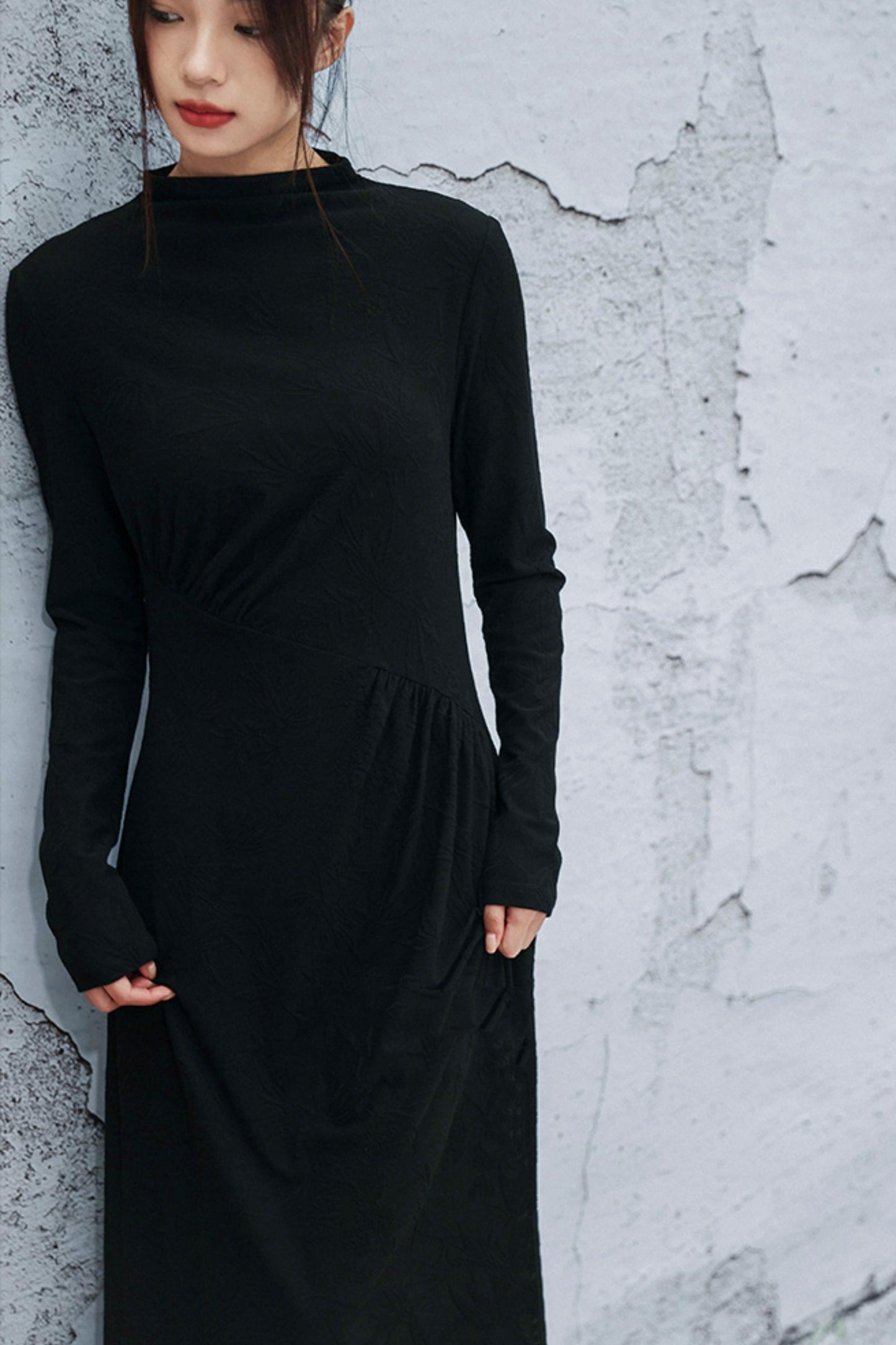 ブラックニットモードドレス