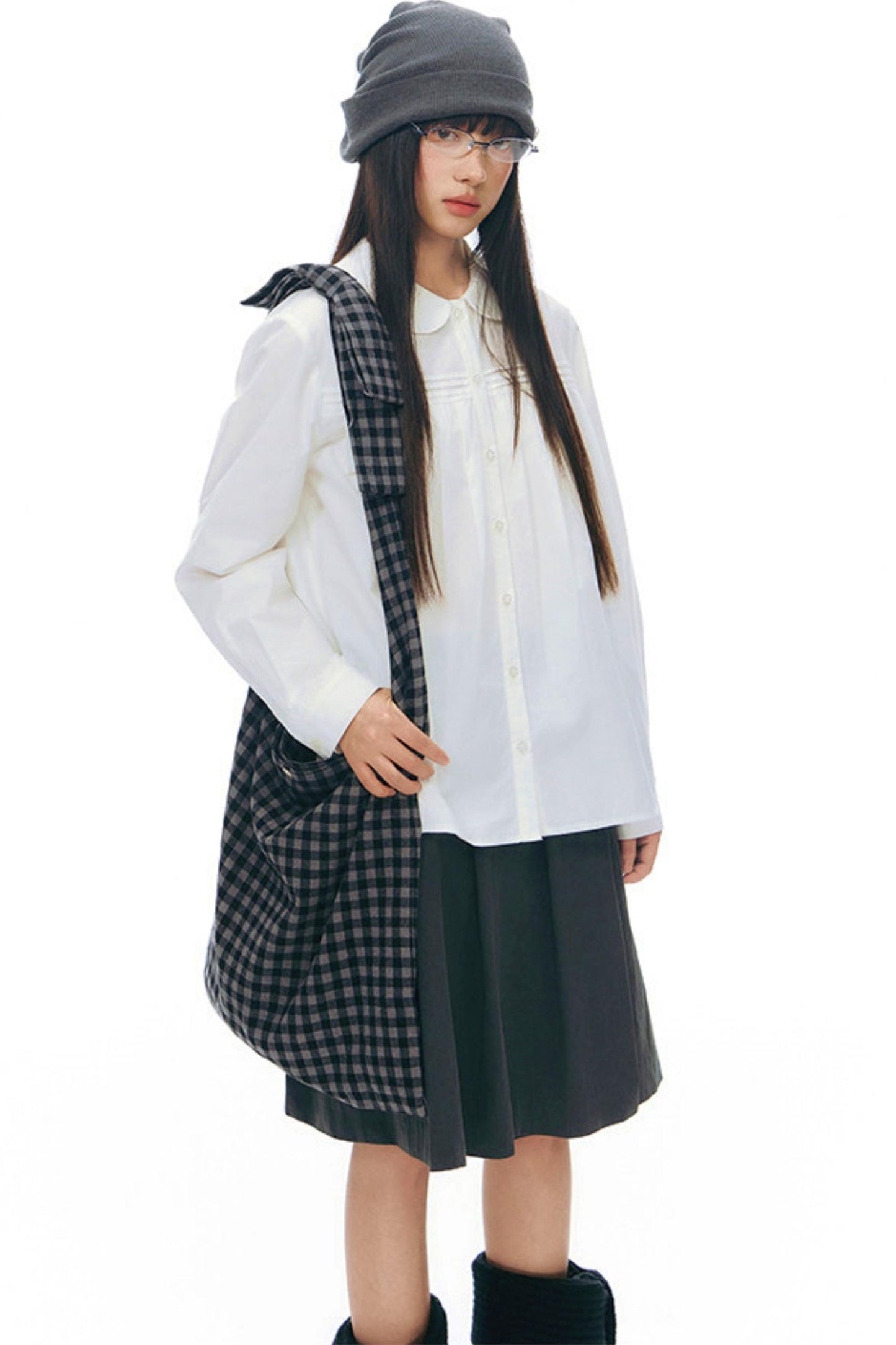 ドールカラープリーツコットンブラウス