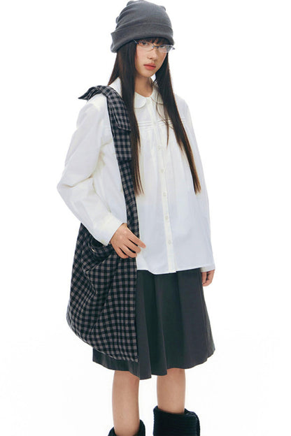 ドールカラープリーツコットンブラウス