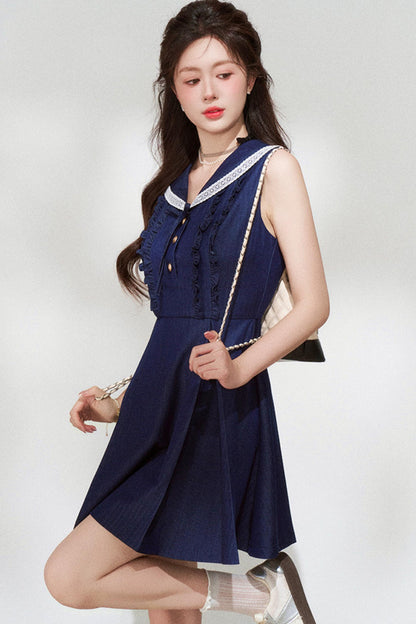 French Sailor Sleeveless Dress
