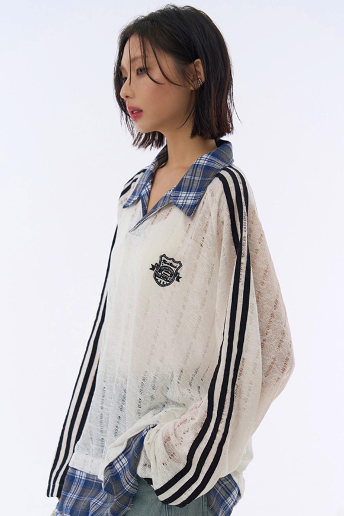 Plaid Sheer Sweatshirt