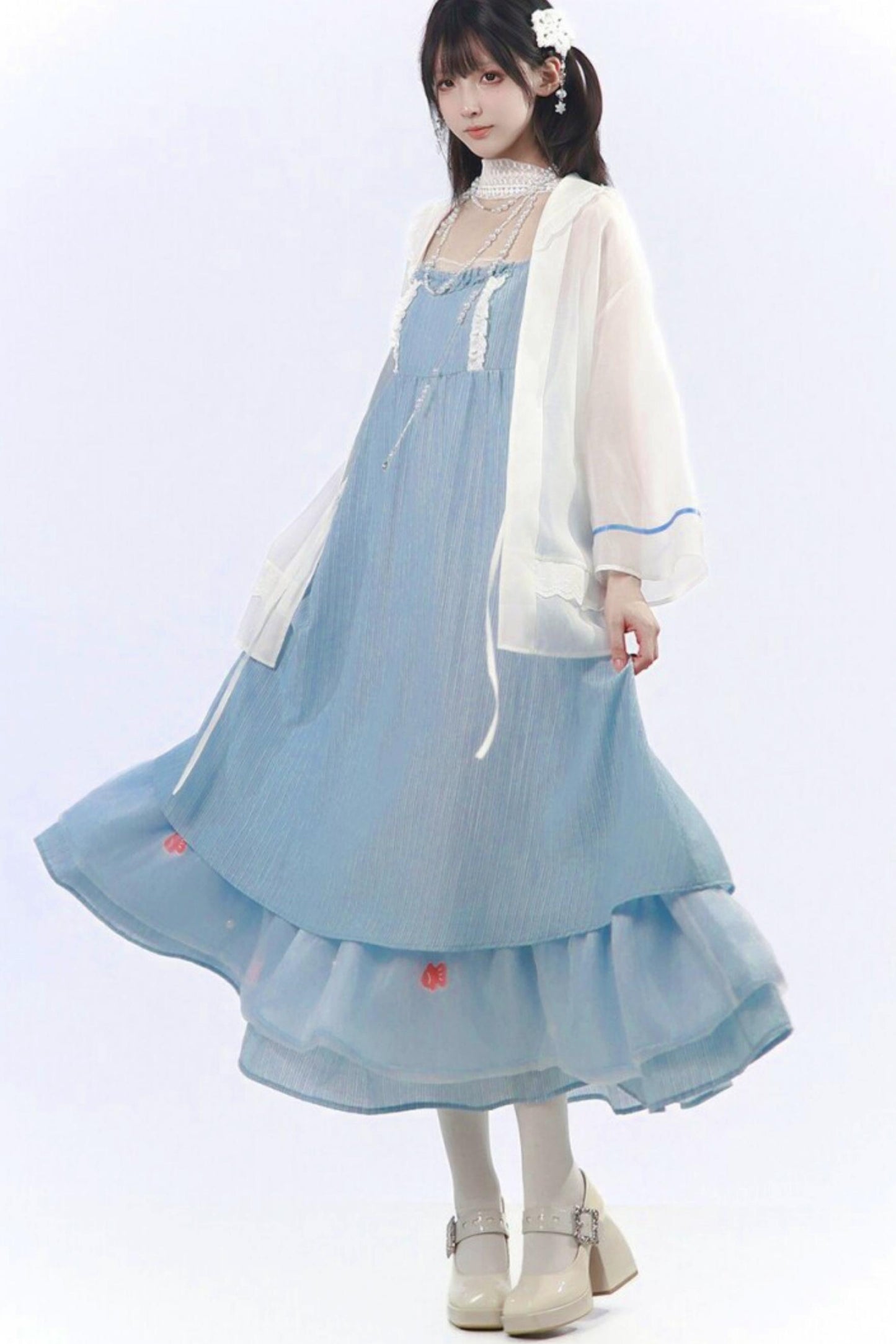 ブルーファンタジープリンセスドレス+カーディガン