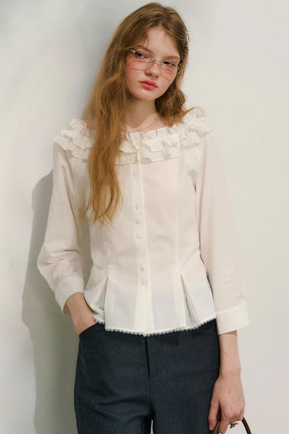 러브 프릴 레이스 블라우스