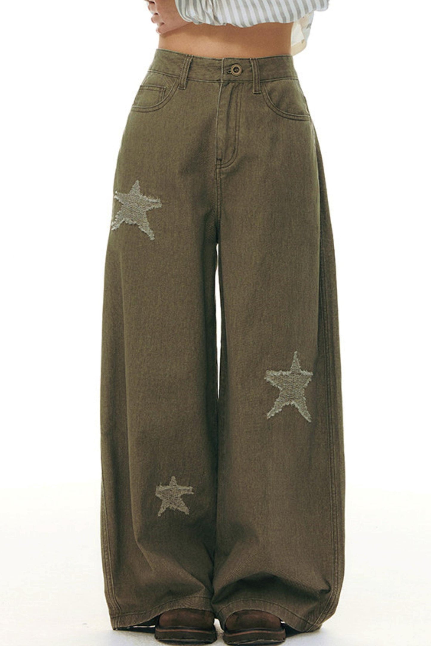 Star Wide Leg Denim Pants