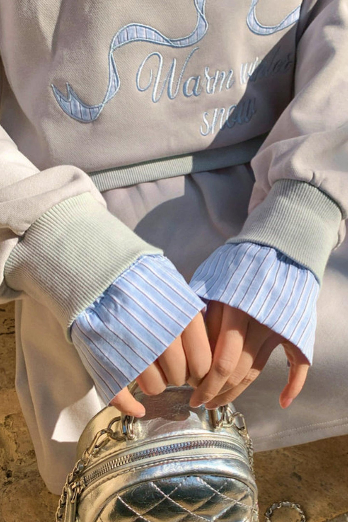 Ribbon Sweatshirt Top + Skirt