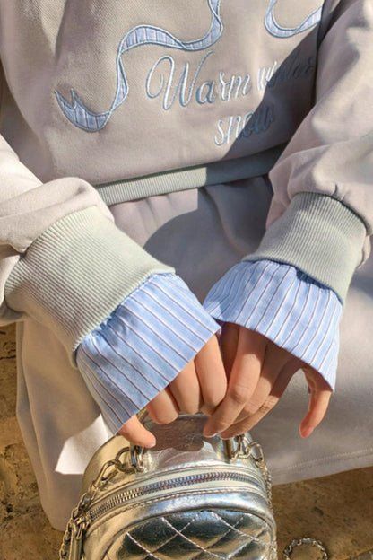 Ribbon Sweatshirt Top + Skirt