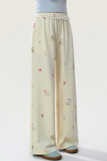 Hose mit Cartoon-Print und Drapierung