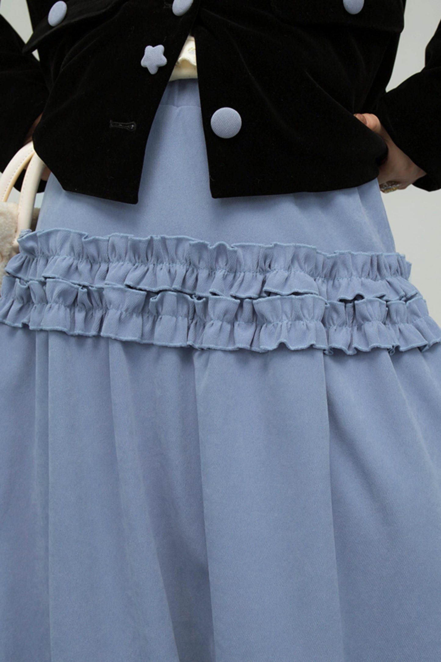 ベルベットカラーブロックドファーコラージャケット