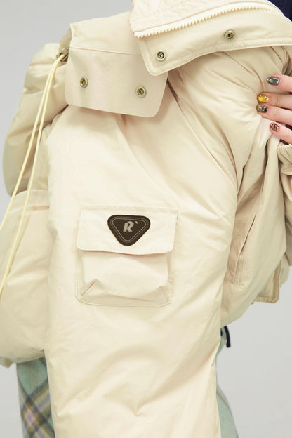 オートミールショートダウンジャケット