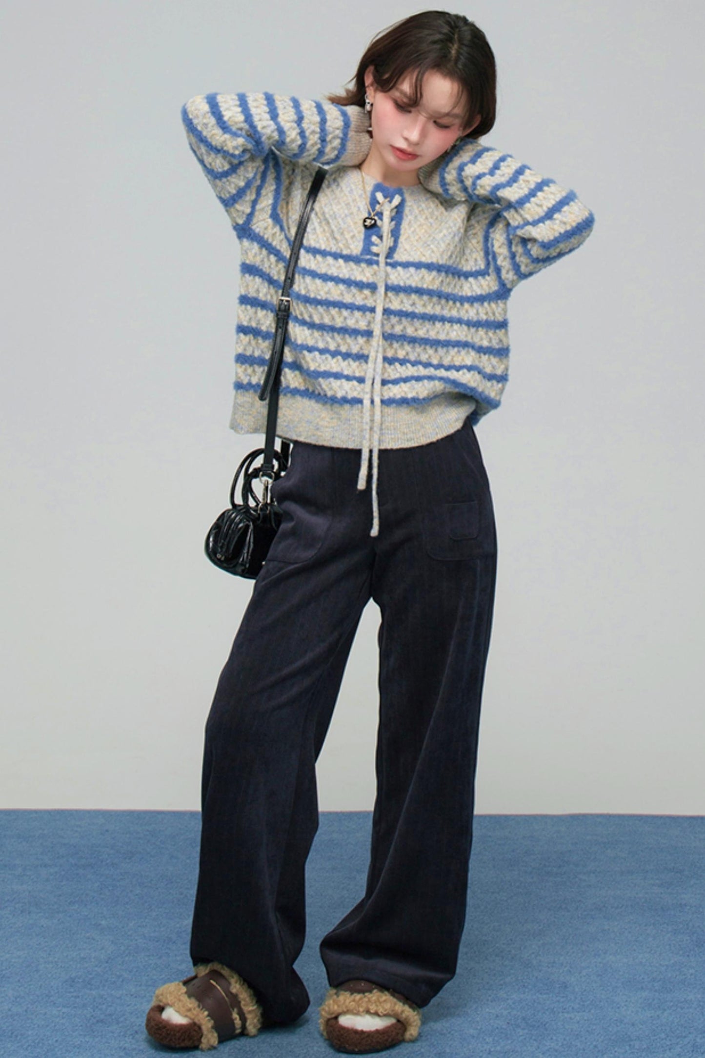 カラーブロックボーダーニット