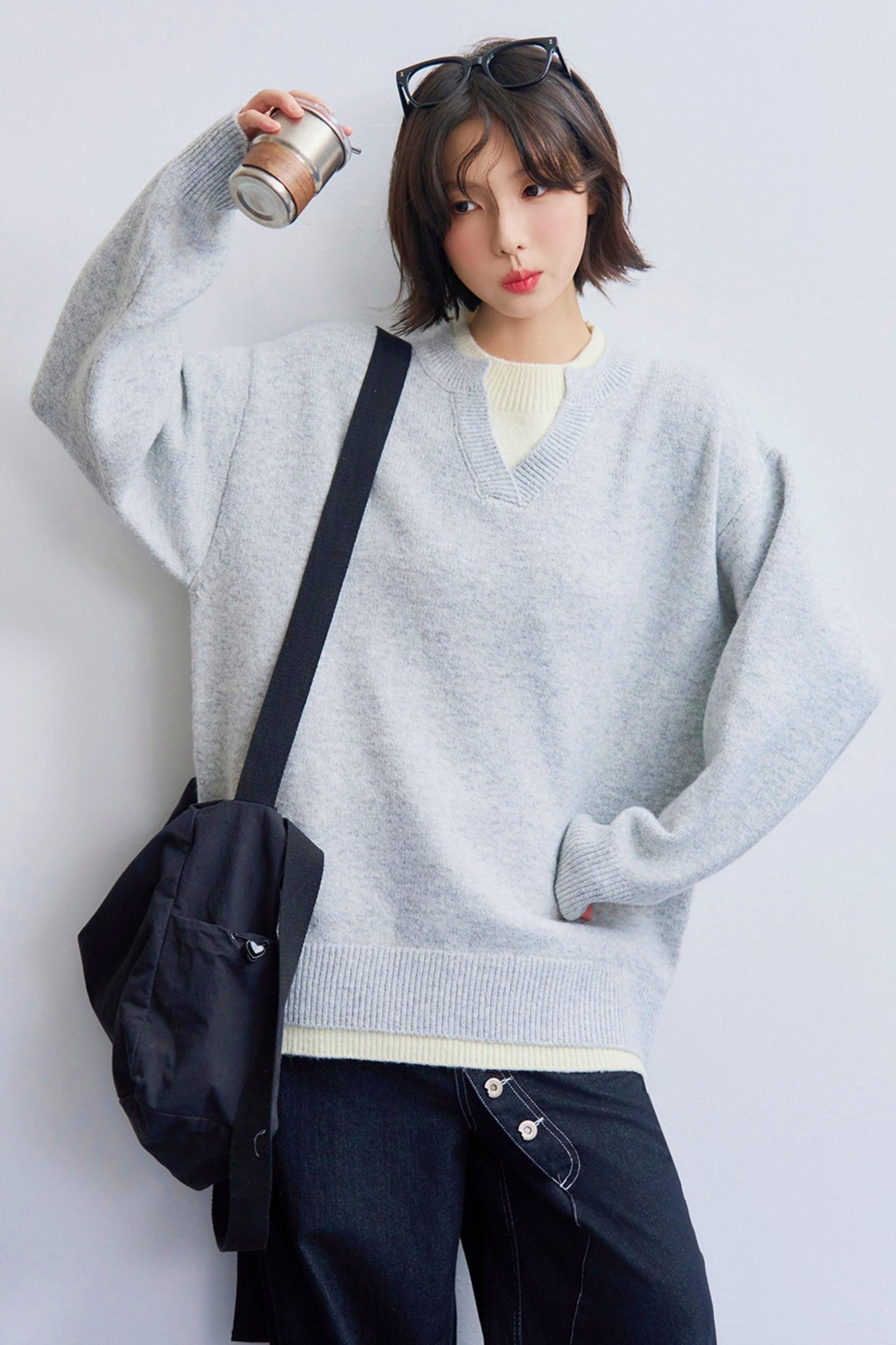 Color block knit sweatshirt
